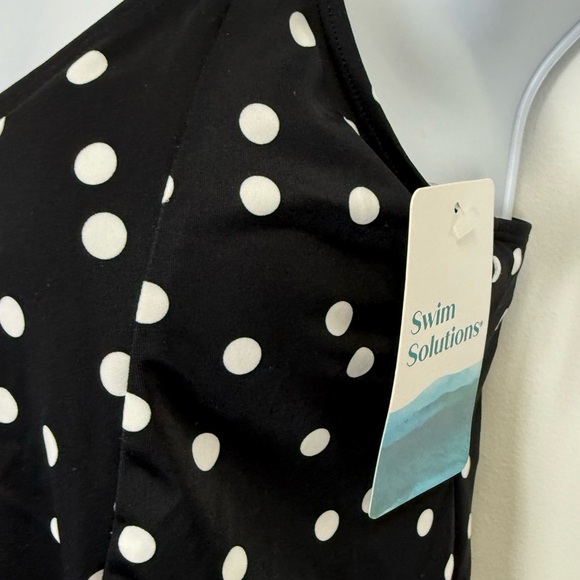 Swim Solutions Tankini Top 8 Black Polka Dot Bust Support D Cup - Princess Seam - Picture 5 of 9